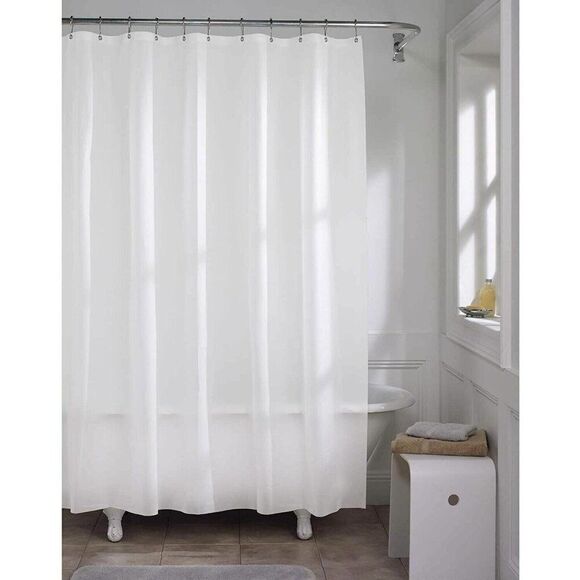 Maytex 10-Gauge Super Heavyweight Shower Curtain Liner White PVC Metal Grommets - Picture 2 of 4